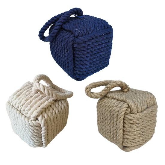 Weighted Door Stopper Heavy Sand Filled Door Stop with Handle Home Office Indoor Decorative Handmade Cotton Rope Ball Floor Doorstop