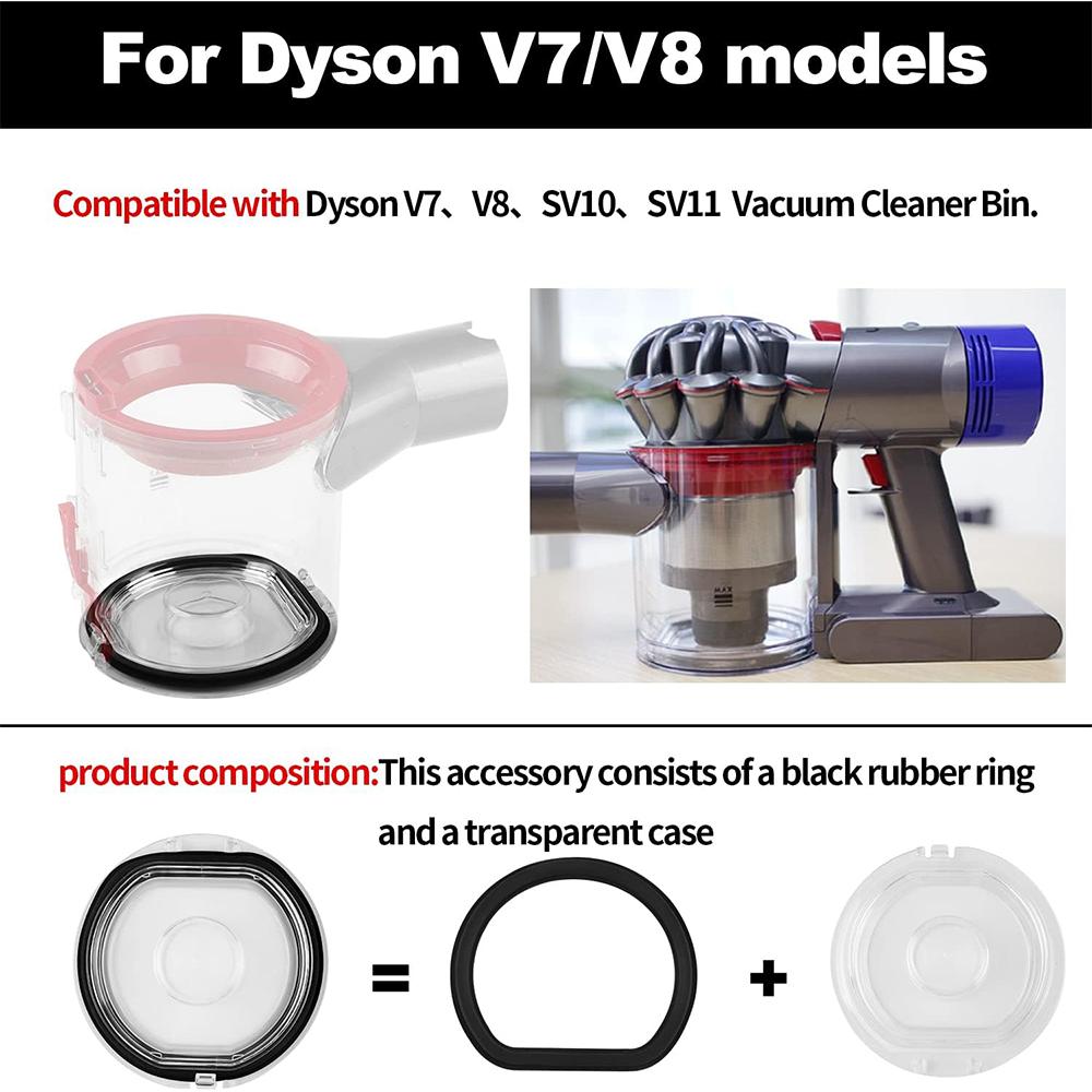 Inel de etanșare superior fix pentru recipientul de praf și capac de bază pentru aspiratorul Dyson V6 V7 V8 V10 V11 V15, piesă de schimb de înlocuire pentru cupa de praf