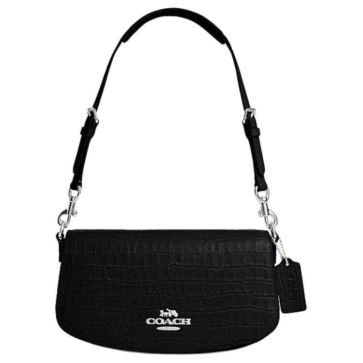 Coach Andrea 24 Logo Adjustable Shoulder Strap Leather Tote Shoulder Bag Medium Women handbags Black CT770-SV-BK