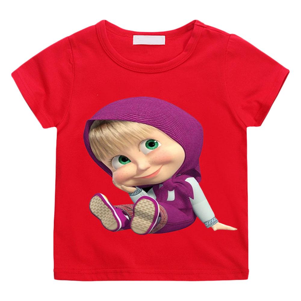 

Funny Anime Mashas Little Girls T Shirt Boys Casual Clothes Baby Tops Children Summer Short Sleeve Cartoon Sudadera Tee-shirt 100 червоний