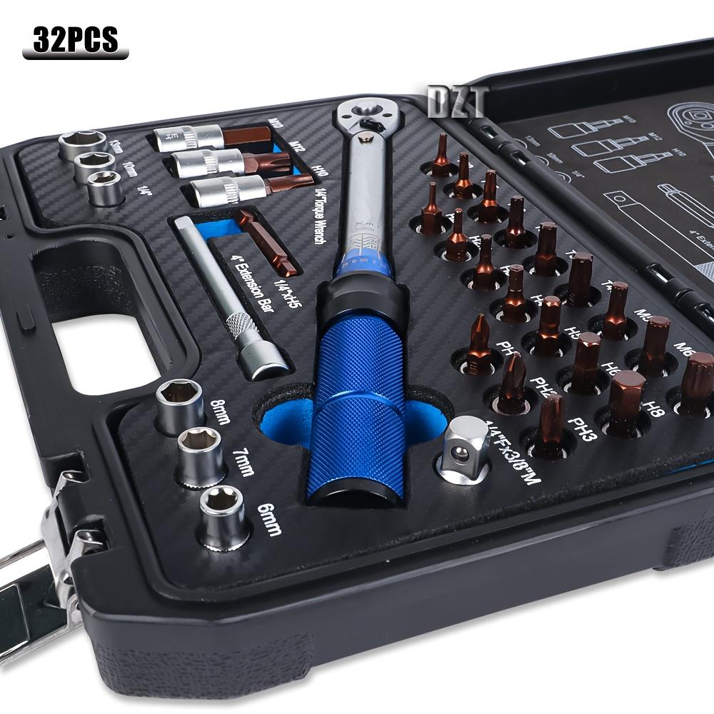 32 Pcs 1/4 Torque Wrench Set, 72-Tooth High Precision Torque Wrench,Precision Torque Toolbox, Durable Multifunctional Tool Kit