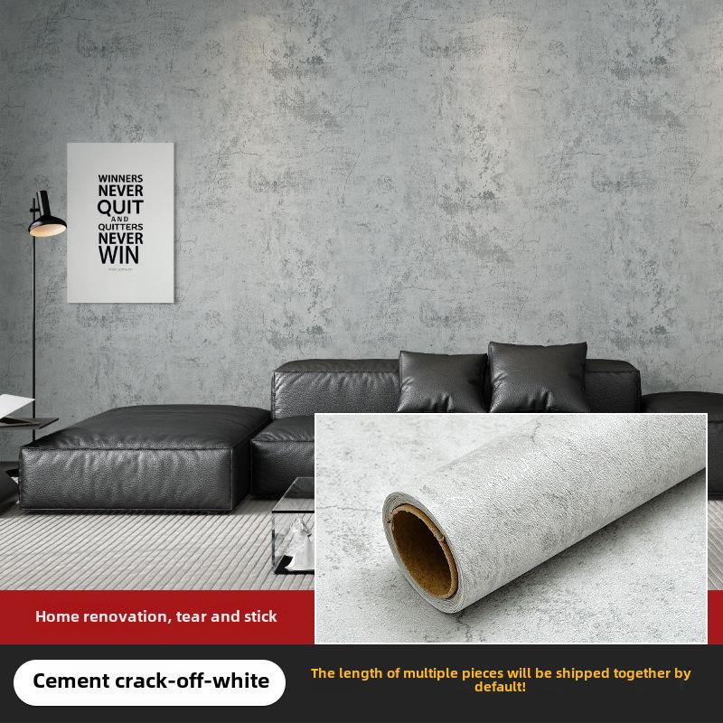 Industrial-Style Gray Micro Cement Self-Adhesive Waterproof Wallpaper for Bedroom or Clothing Store