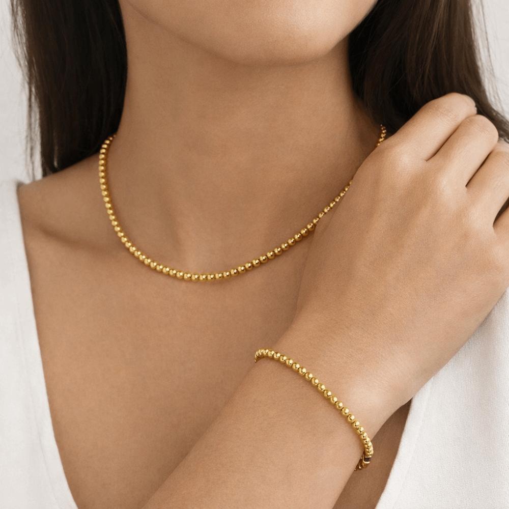 Titanium Steel Bead Bracelet Oriental Charm Golden Hand Chain Exquisite Gold-plated Necklace  Daily