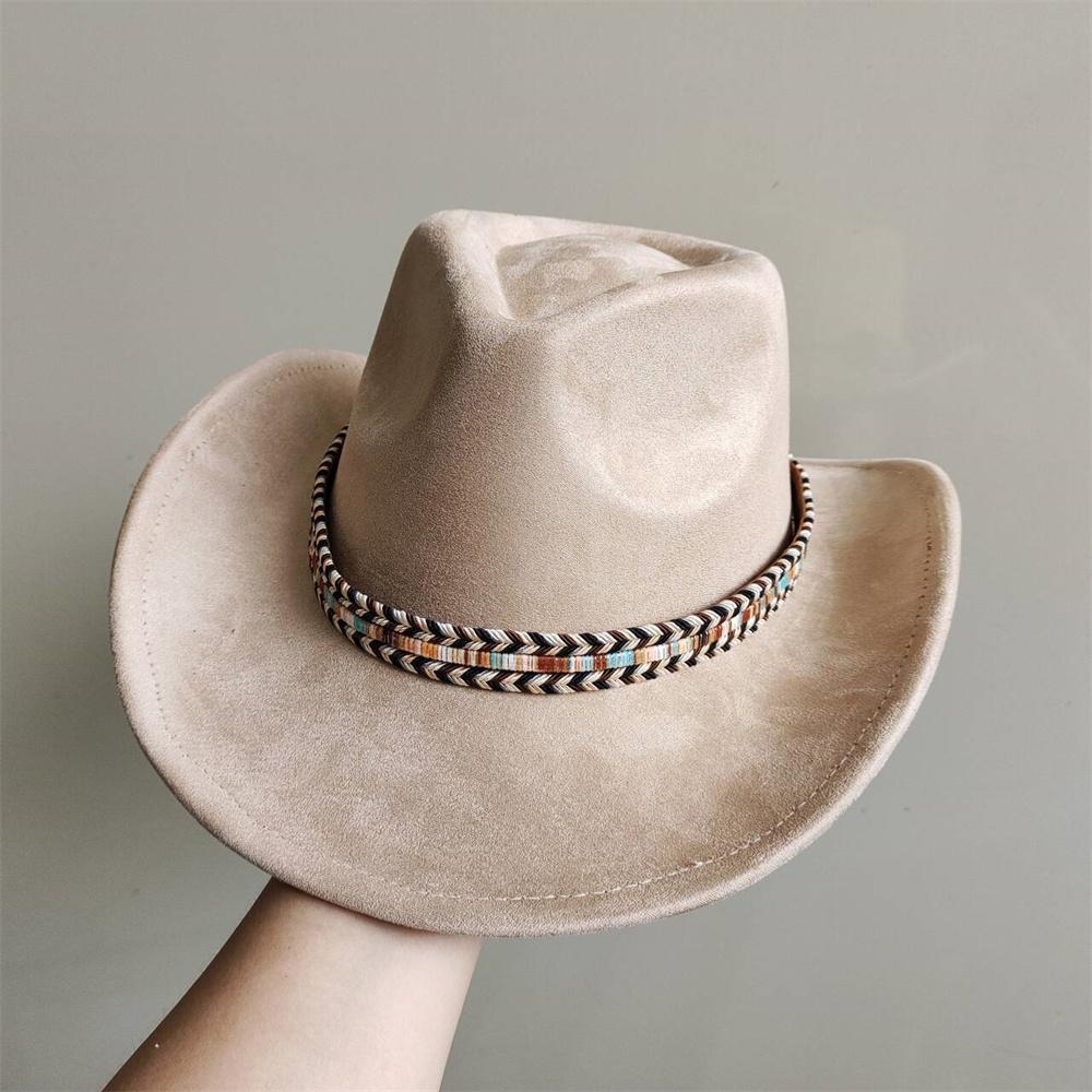 New Blue Suede Hat 7.5Cm Western Cowboy Women'S Fedora Hat Men'S Church Jazz Hat Fashion Travel Party Hat Denim Hat