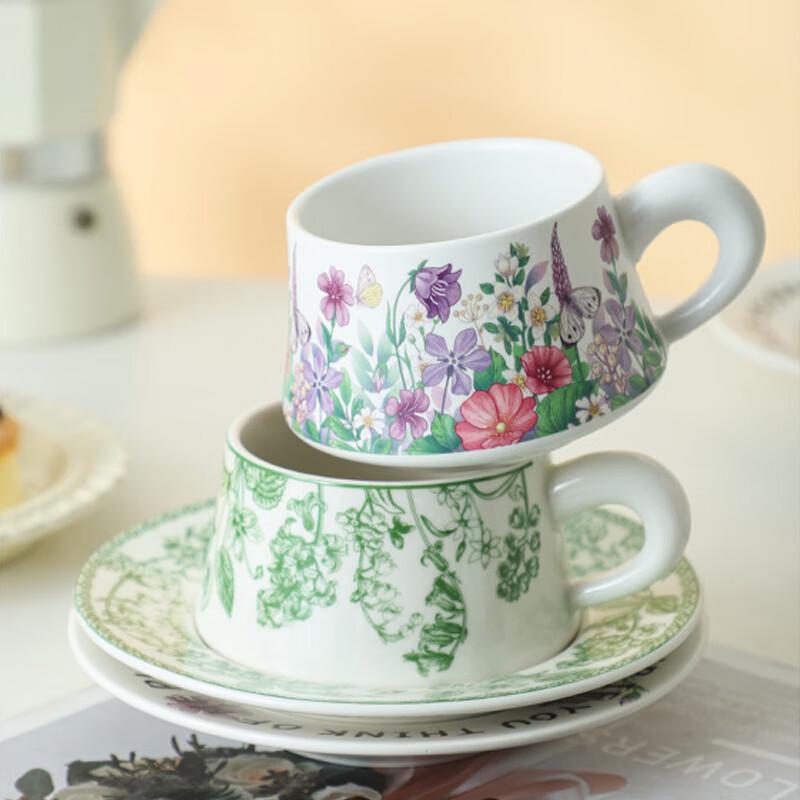 Violet Ceramic Mug and Saucer Set (260ml)