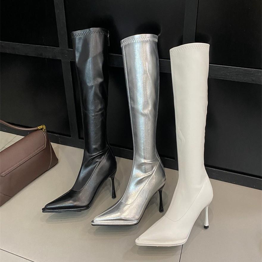 2025 Autumn and Winter New British Style Women's Boots Internet Celebrity Pointed Head Thin High Heel Thin Temperament Thin Boots Niche Long Boots 