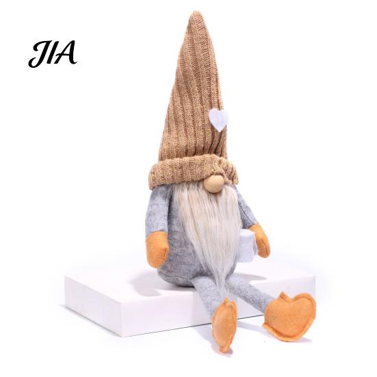 Neutral Christmas Gifts for Friends Gnome Plush Decoration with Long Legs, Faceless Handmade Fabric Nordic Style Ornaments Doll Figurines, Sitting Elf