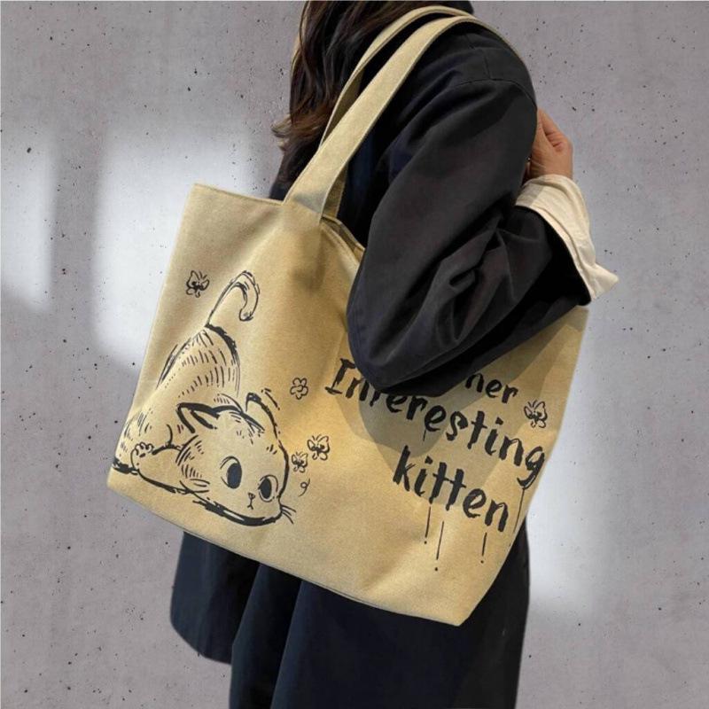 Trendy 2025 Large Canvas Tote Bag for Women - Versatile Commute or Shopping Shoulder Bag
