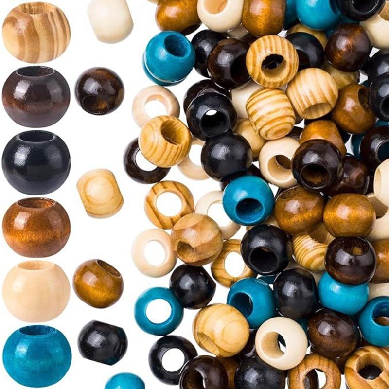 Wooden Beads with Large Through Holes, 100 pcs for DIY Bracelet, Necklace, Keychain, and Clothing Decoration Projects