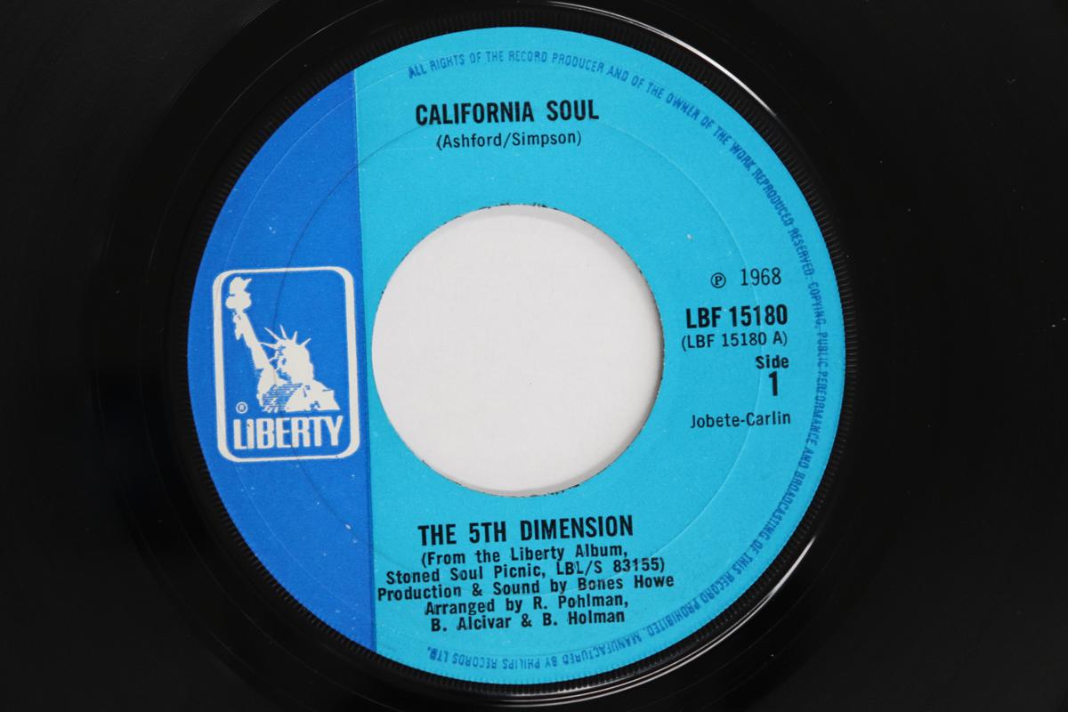 

7inch Record FIFTH DIMENSION - California Soul / It ll Never Be Th LBF15180 Liberty 1968 UK Soul/Funk Used