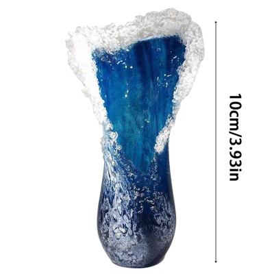 Vaso maestoso-ondulato, vasi di fiori moderni blu oceano, vaso di fiori centrotavola