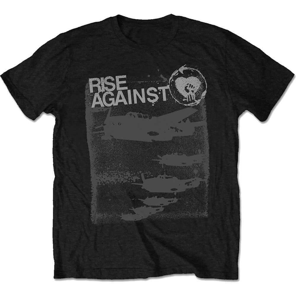 Rise Against Bomber Formation Print Cotton TShirt Anti War Hardcore Punk Streetwear Unisex Crew Neck Short Sleeve Tee M