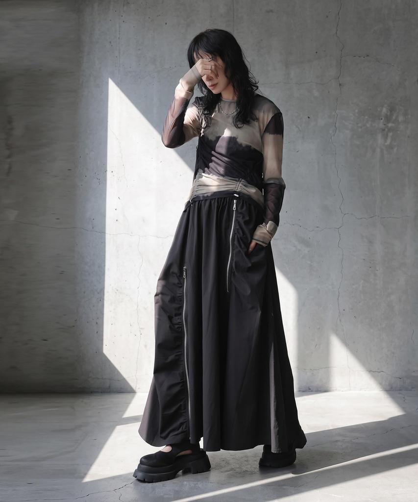 Antiqua Flare Skirt for Women Long Skirt with Elastic Onesize Black [antiqua] - Zipper, Gathered, Asymmetrical, Waist, A-line, ANS-00125, 05,