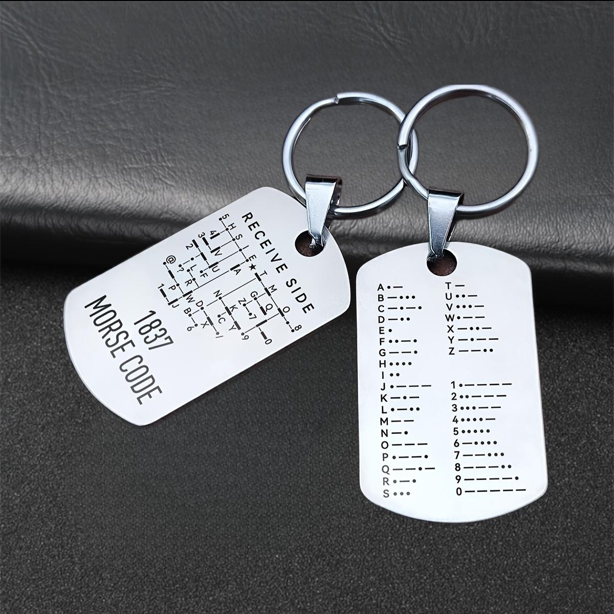 

Двусторонняя брелок из нержавеющей стали с кодом Морзе, образовательная бирка с буквами и цифрами, идеально подходит для радиолюбителей и начинающих радиооператоров