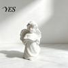 Desktop Ornament Ornament, Angel Design Sculpture with Curly Hair Texture And Layered Festival Gift Wings, 3D Printed Decorative Figurine for
