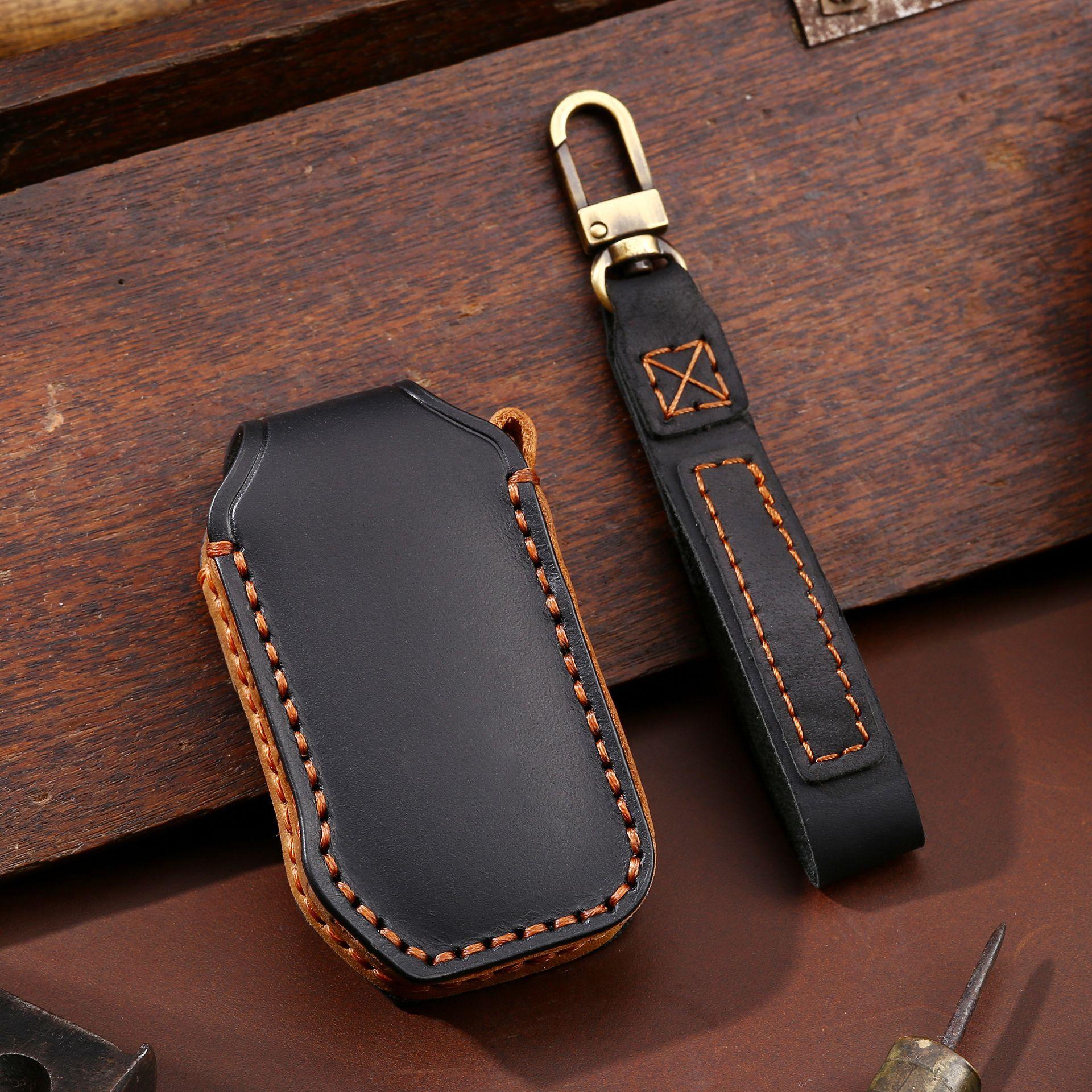 

Car key cover is suitable for Korean Kia Smart Run key cover, Lion Run genuine leather protective case, cowhide key bag. чёрный