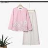 ZANZEA Women Long Sleeve Floral Blouse and Long Pants Casual Two Piece Suit Sets