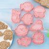 8Pcs Animals Cookie Mold Set Cartoon Cookie Stamp Fondant Cake Decoration Tools 3D Hand Pressure Plastic