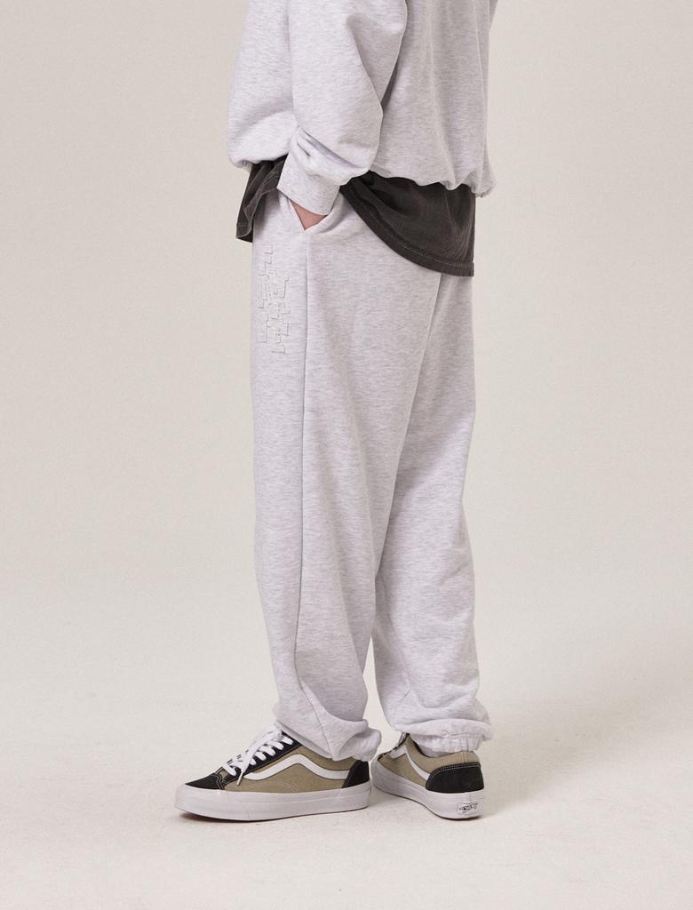 FLATWAVE IN SEOUL Soul Patchwork Sweatpants Light Gray Melange