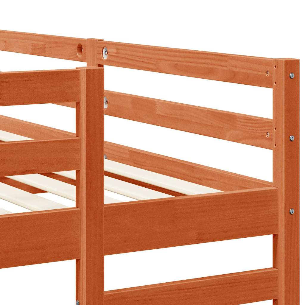 Triple Deck Bunk Bed Frame Wax Brown 160 x 200 cm