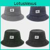 Vintage Cotton Letter Print Bucket Hat For Women Men Sun Protection Summer
