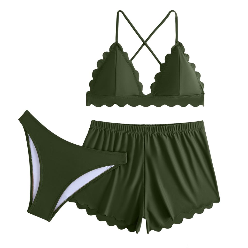 Women's Color Bikini  Swimsuit Swimsuit Three Piece Set