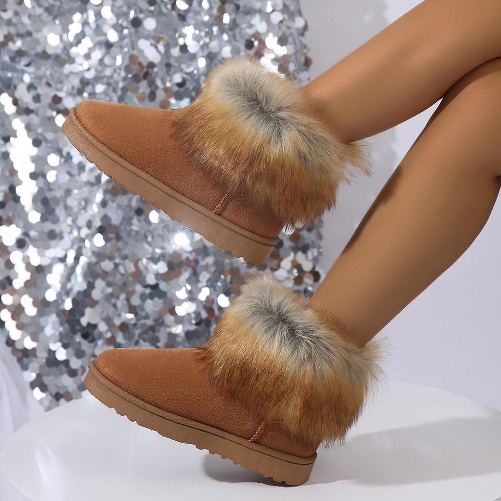 Wintermode Vielseitiger Trend Kurze Schneestiefel Damen Pelzschuhe Plüsch Warm Ausländischer Stil Outdoor-Bekleidung Lässige Baumwollstiefel