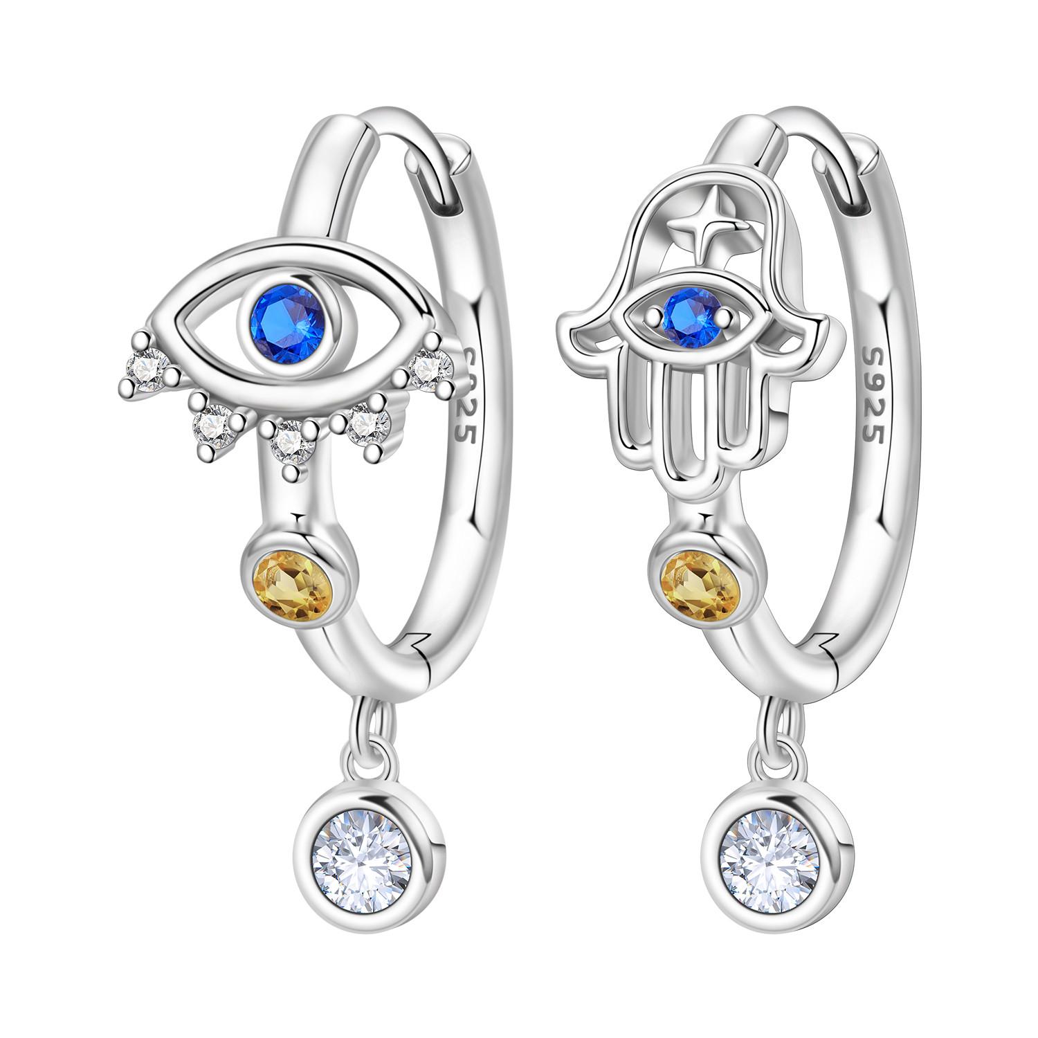

925 Sterling Silver Devil s Eye Fatima s Hand Drop Earrings Women Earrings Charm Fashion Versatile Party Jewelry Gifts