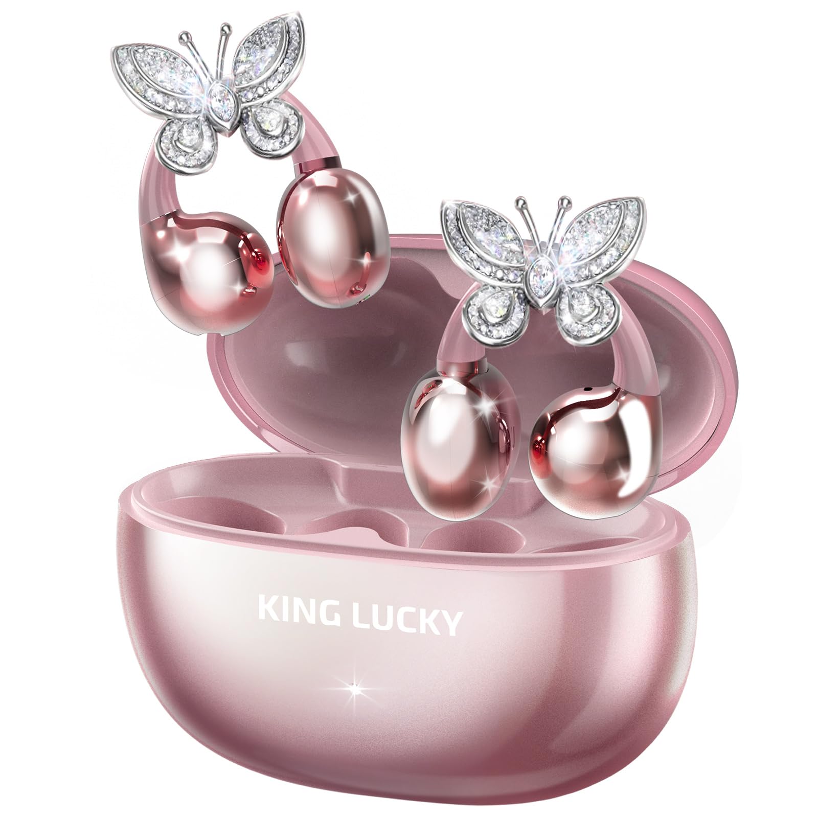 

Навушники-кліпси King Lucky Ear Cuff Знімні сережки-метелики для жінок [Бездротові навушники Bluetooth відкритого типу, кліпса на вухо, водонепроникність IPX5, вбудований