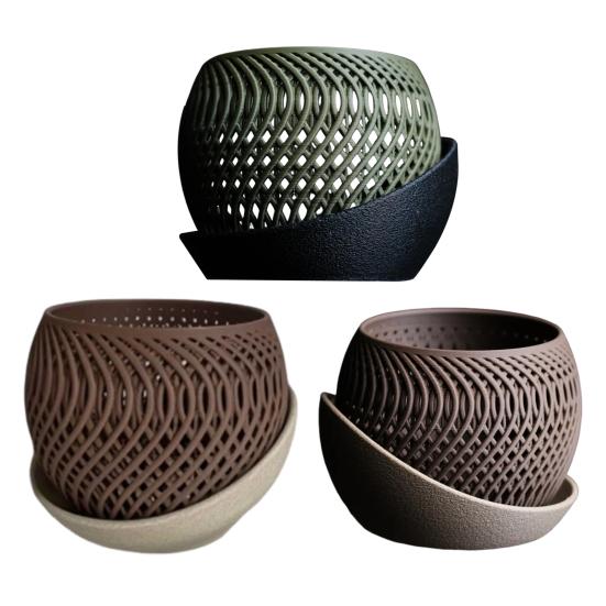 3D Printed Flower Pot Lightweight Plant Pot with Drainage Holes Orchid Planter with Saucer for Indoor Outdoor Plants Garden Home Decor