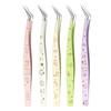 Stainless Steel False Eyelash Tweezers Anti-static With Leather Case Lashes Extension Tweezer High Precision Cartoon