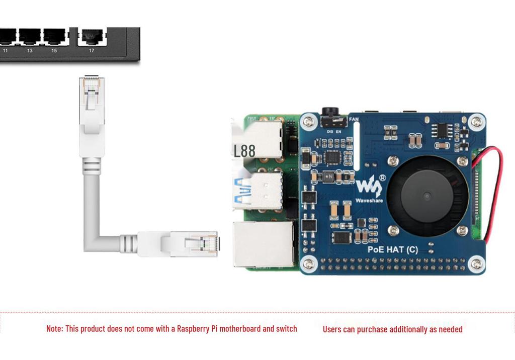 Raspberry Pi 4 Ethernet POE Power Supply Board, 802.3af/at Standards Compatible