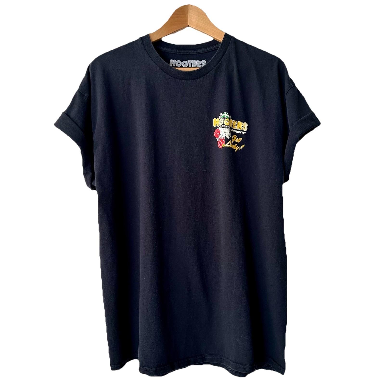 Hooters Atlantic City T-shirt 100% Cotton Black Mens Unisex Fit Size XL Unisex T-Shirt XXXXL