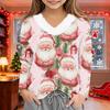 Girls V-Neck Christmas Print Top for Winter
