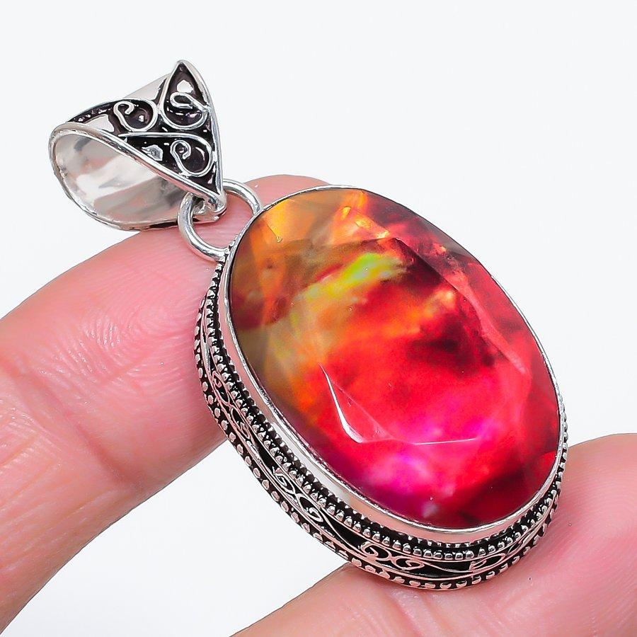 

Натуральный аммолит драгоценный камень 925 стерлинговое серебро ювелирный кулон 1,97 b6j91