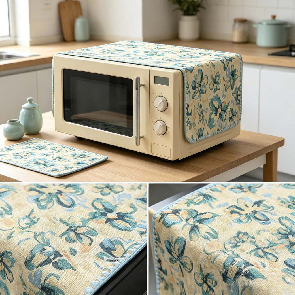 30x90cm Kitchen Decor Cotton Linen Microwave Oven Dust Proof Protector