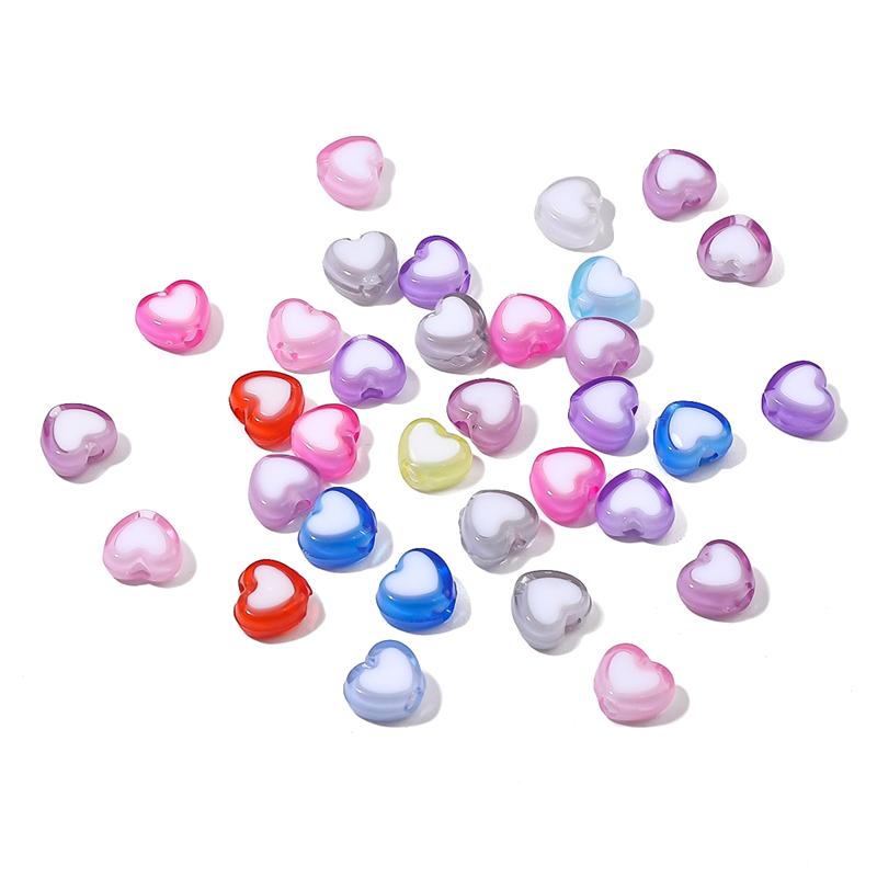 30Pcs Acrylic Heart Shape Beads Loose Spacer Beads for Jewelry Making DIY Bracelets Necklace