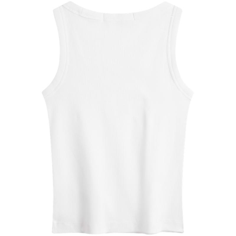 Calvin Klein Jeans Simple Letter Logo Pullover Casual Knit Vest Women Tops Moonlight-White J222566