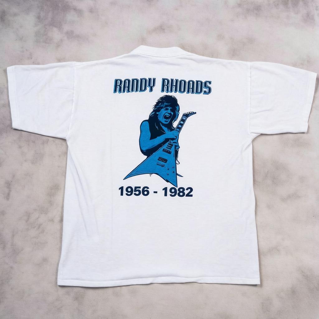 

European and American Retro Loose Tshirts for Unisex and Women Salute Ozzy Band Randy Rhoads Portrait Printed Short Sleeves S