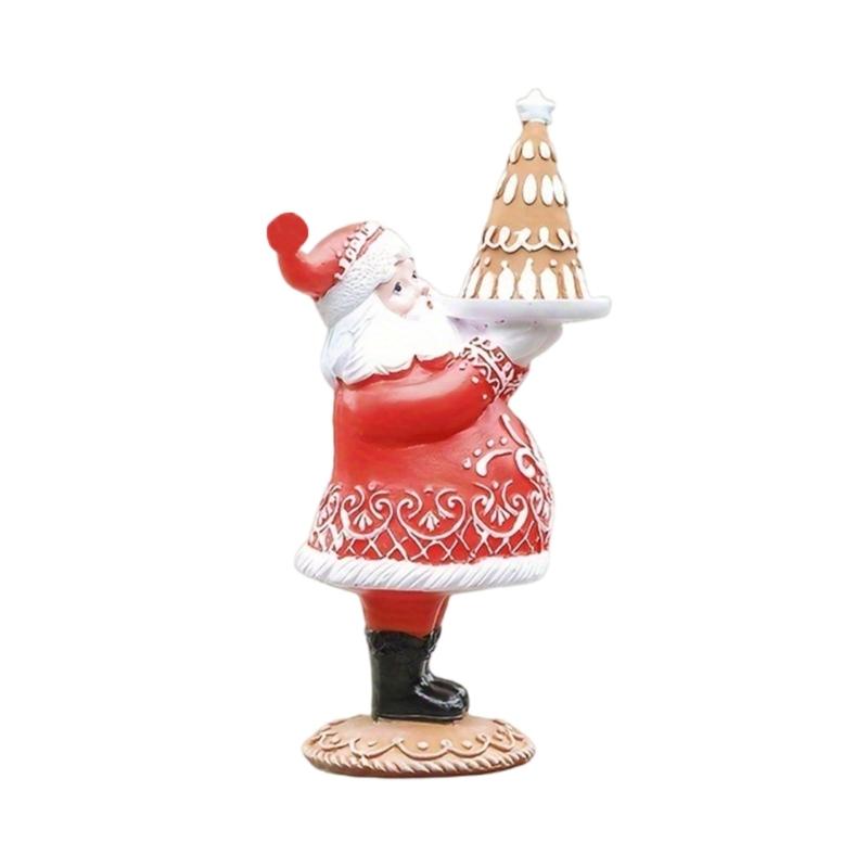 

Resins Gingerbreads Santa Couple Figurines Vintage Christmas Statues Tabletop Decorative Ornament for Home and Office