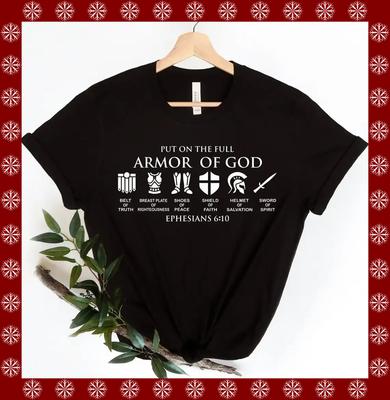 Put On The Full Armor of God Religious Christian Knight Gift T-Shirt 100% Cotton O-Neck Summer Short Sleeve Casual Mens T-shirt