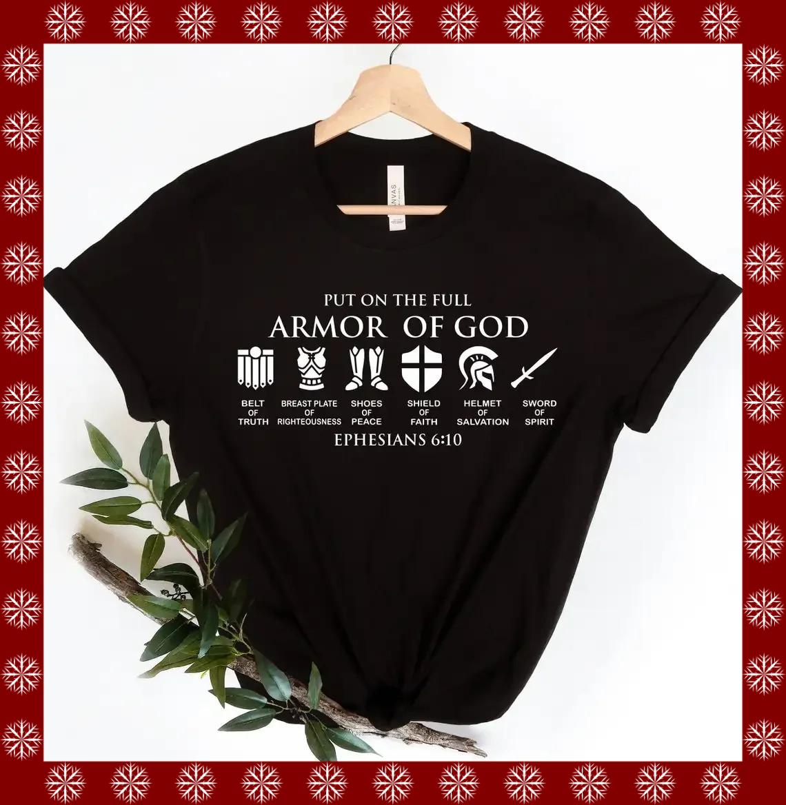 Put on The Full Armor of God Religious Christian Knight Gift T-Shirt 100% Cotton O-Neck Summer Short Sleeve Casual Mens T-shirt S разноцветный
