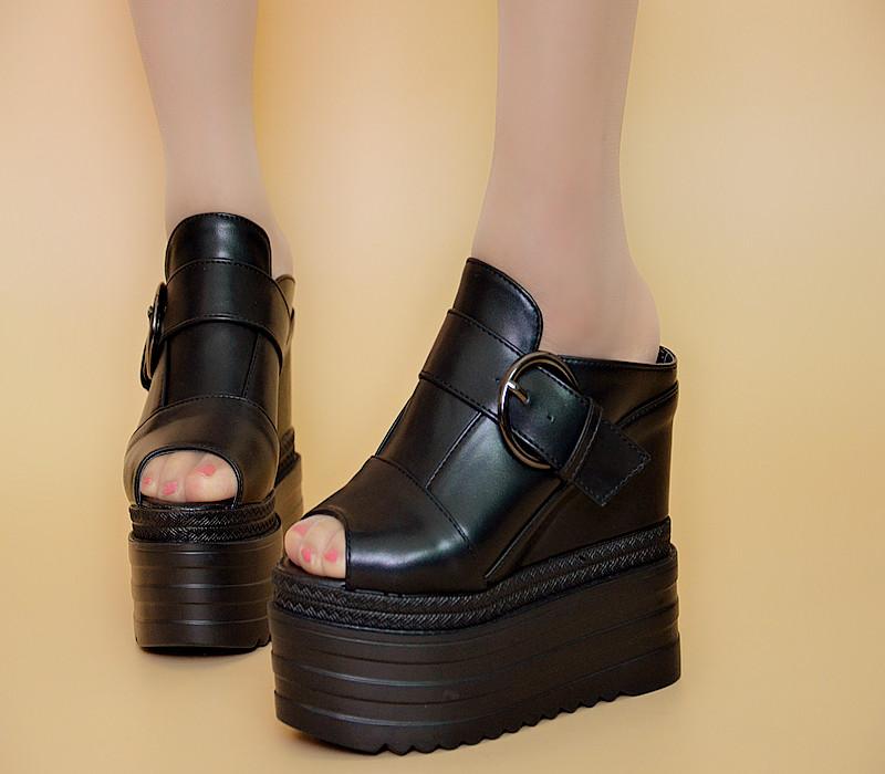 Fashion 13CM Super High Heel Women's Slippers Europe and America Nightclub Wedges Slippers Muffin Thick Sandals and Slippers