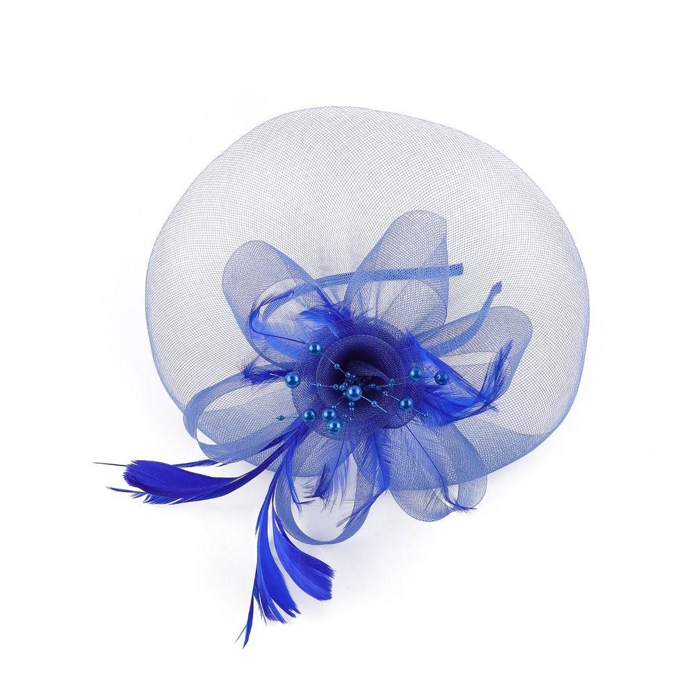 Church Kentuck-y Derby Pearl Mesh Flower Feather Fascinator Hat  for Women