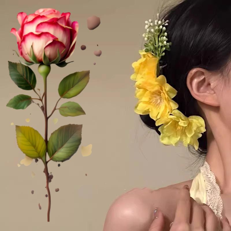 1PC Ladies Chinese Flower Hairpin - Traditional Asian Hairpin with Flower Comb, Suitable for Disc Hair, Bun, Bridal Guest Hairstyles