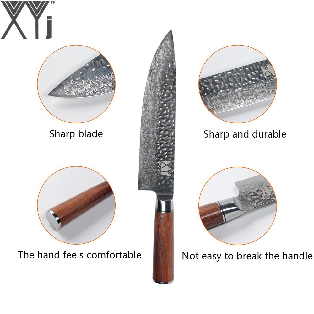 

XYj Дамаск Шеф-повар Нож 8 дюймов Дамасская сталь Кухонный нож Острый овощное мясо Тесак Нарезка Кости Рыба Нож Деревянная ручка