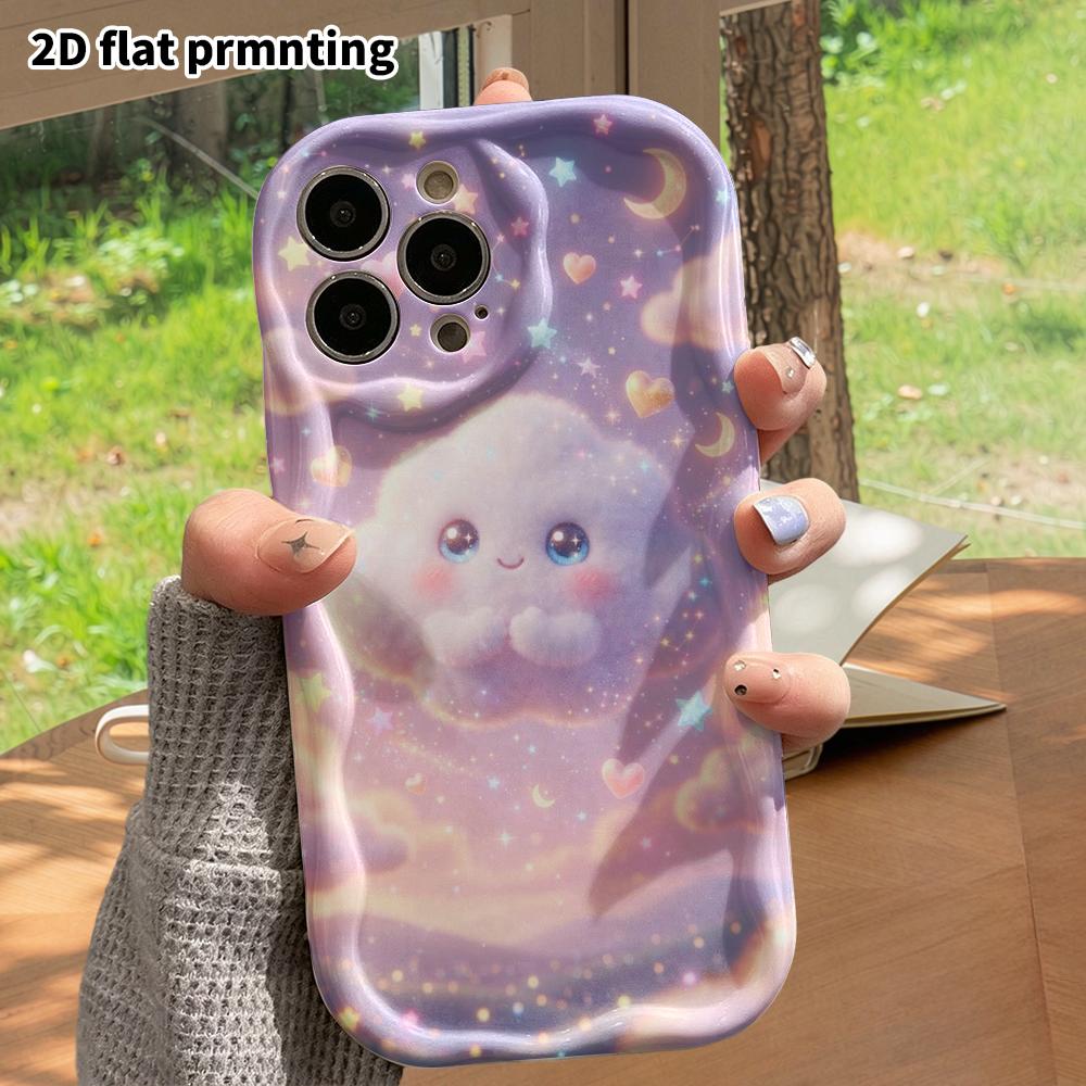 Phone Case: 2D flat design suitable for iPhone 18 17 16 15 14 13 Pro protective case, stars and clouds baby, perfect Christmas and Halloween holiday g