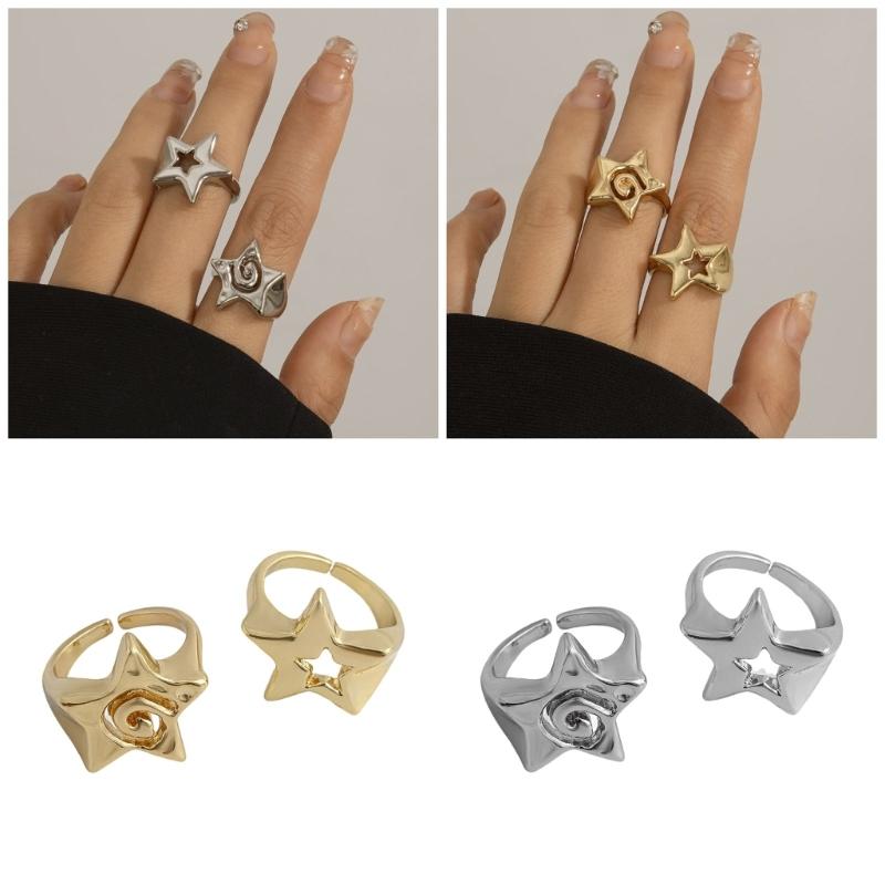 Elegant Star Rings Adornment Trendy Punk Hip Hop Star Rings High Polished Alloy Finger Rings Charm for Women