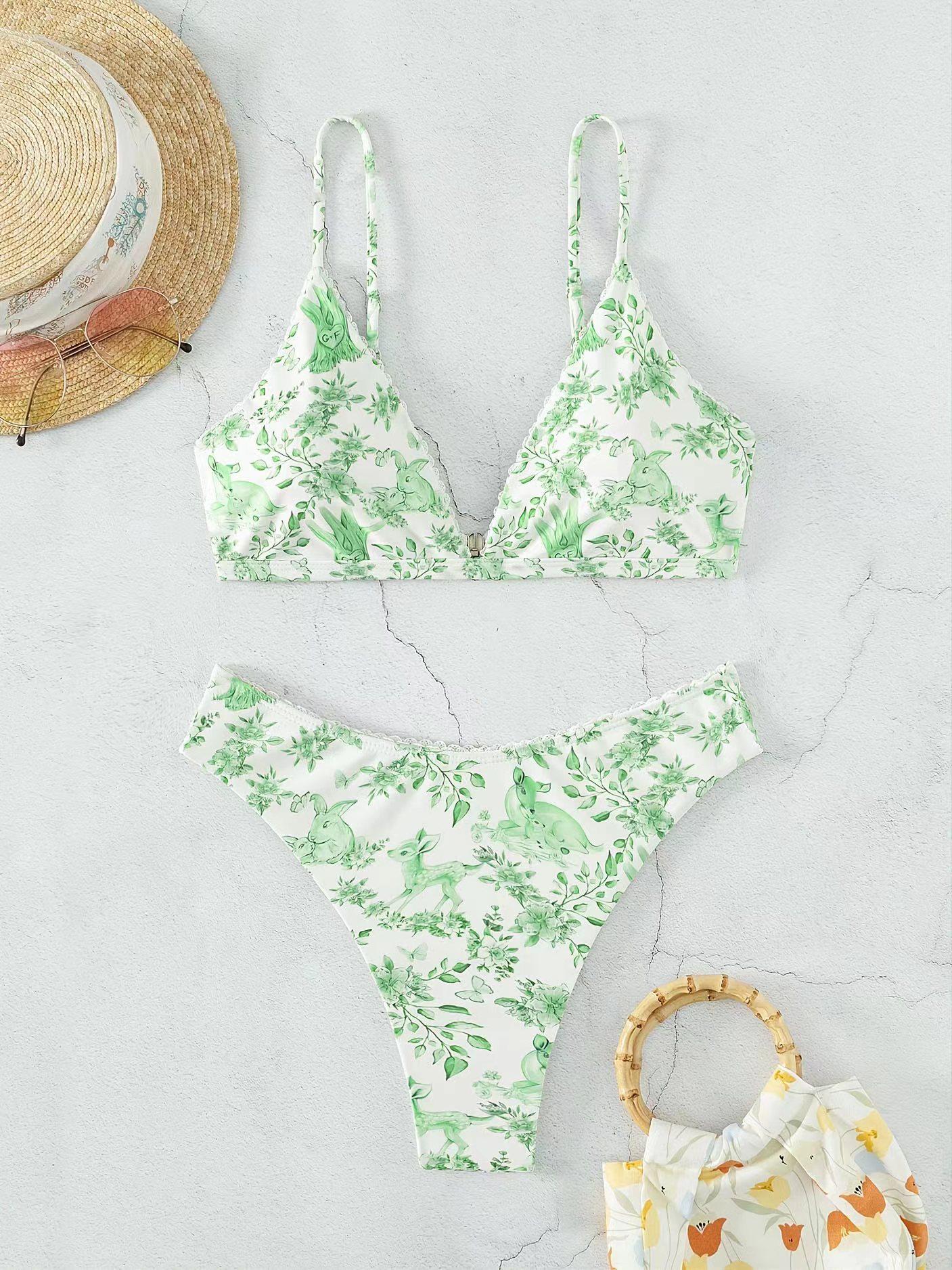 

Европейский и американский сексуальный комплект бикини из двух частей с животным принтом для женщин - Модный купальник Extra Large