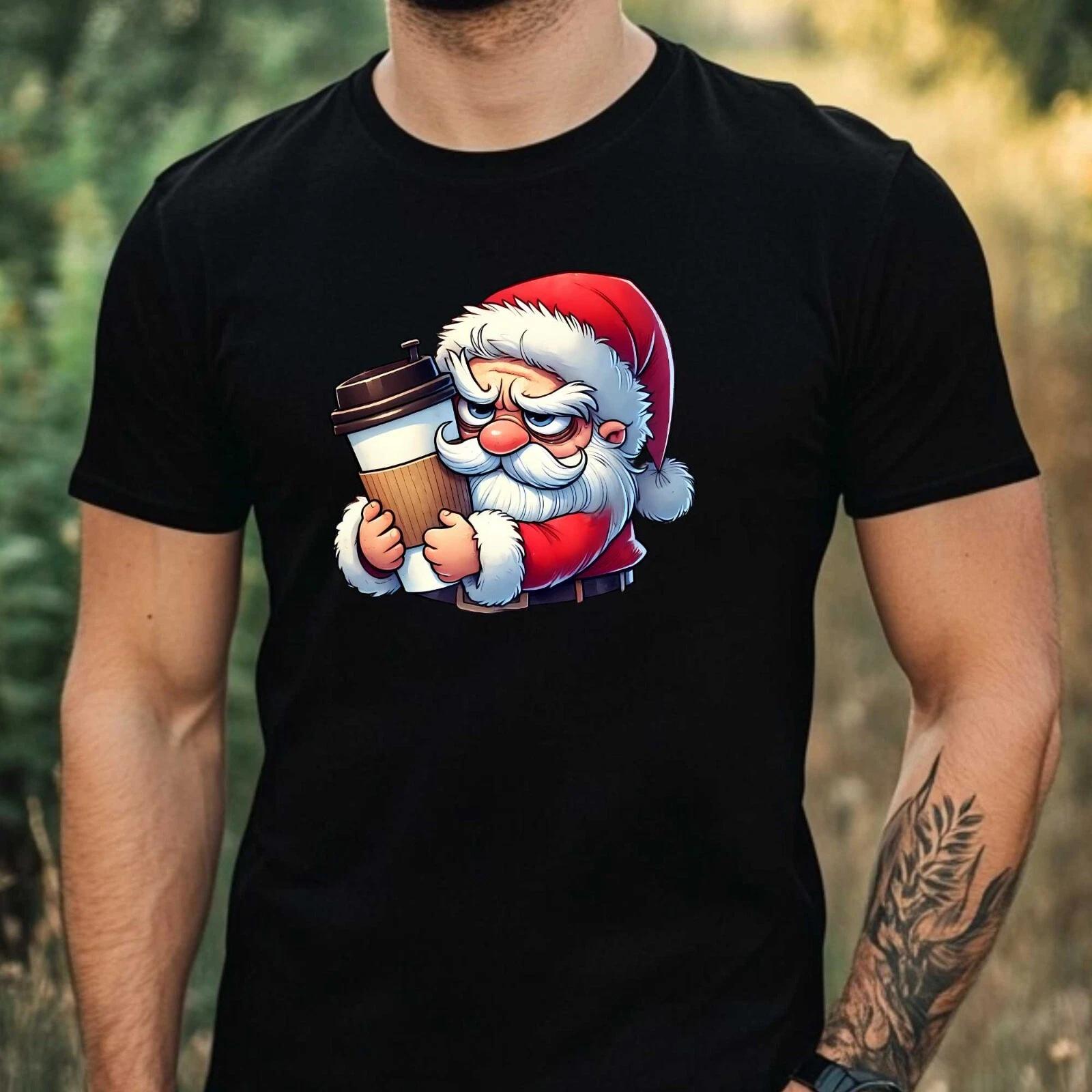 T-Shirt Herren Lustiger Weihnachtsmann Motiv Baumwolle Größe XS bis 5XL S